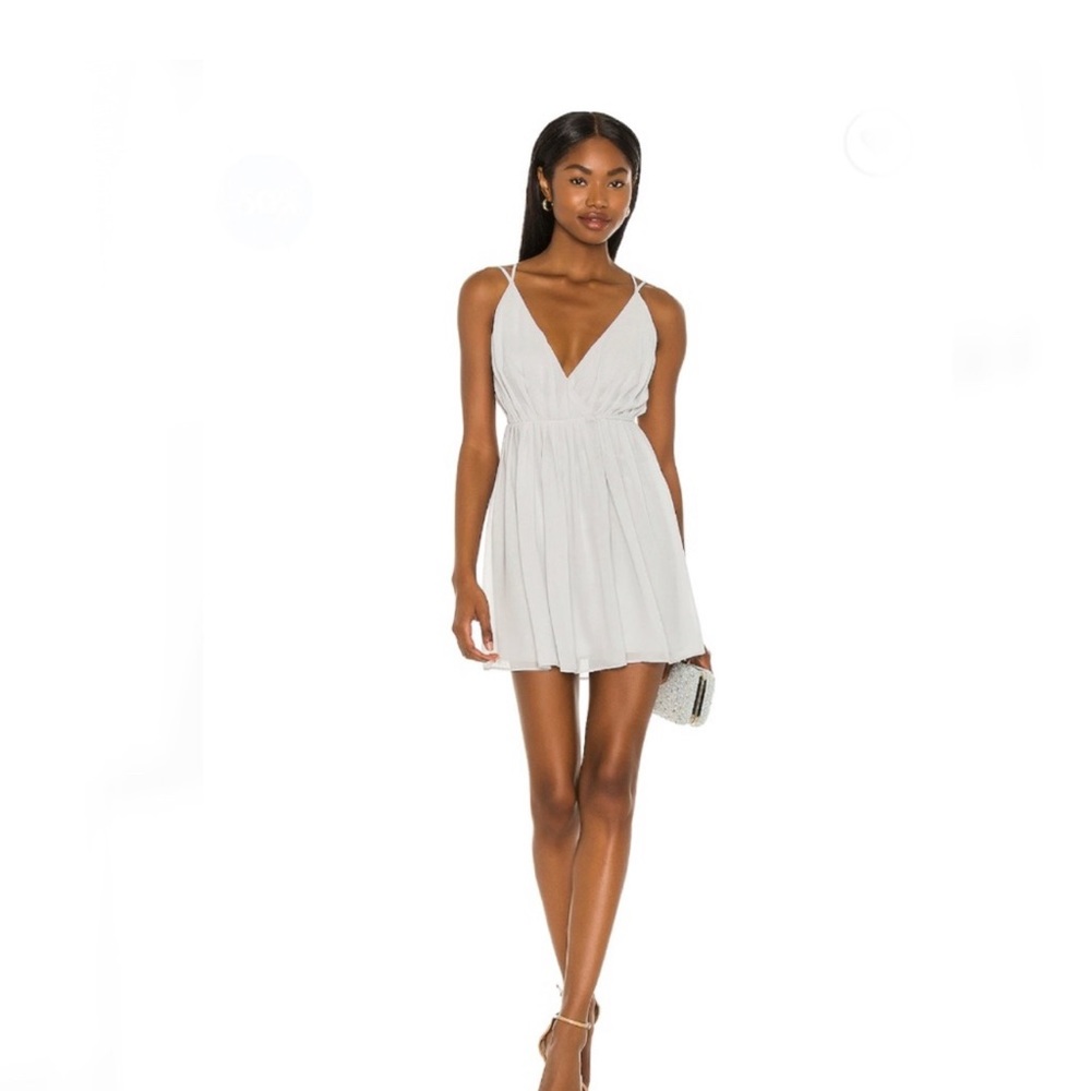 NWT Michael Costello x REVOLVE Etta Mini Wrap Dress in Baby Blue
